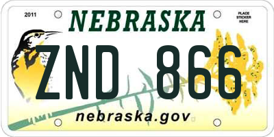NE license plate ZND866