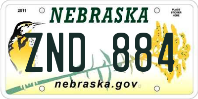 NE license plate ZND884