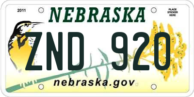 NE license plate ZND920