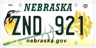 NE license plate ZND921