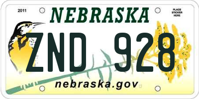 NE license plate ZND928