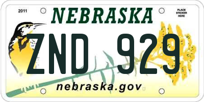 NE license plate ZND929