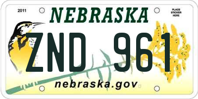 NE license plate ZND961
