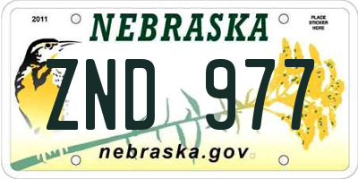 NE license plate ZND977