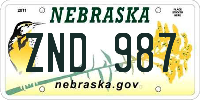 NE license plate ZND987