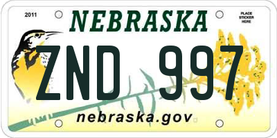 NE license plate ZND997