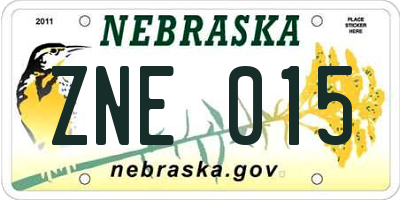 NE license plate ZNE015