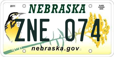 NE license plate ZNE074