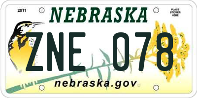 NE license plate ZNE078