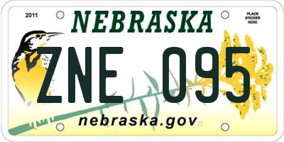 NE license plate ZNE095