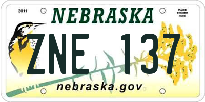 NE license plate ZNE137