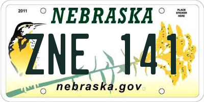 NE license plate ZNE141