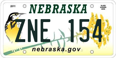 NE license plate ZNE154