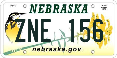 NE license plate ZNE156