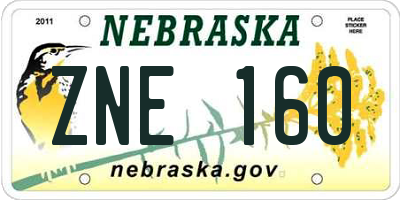 NE license plate ZNE160