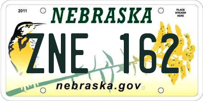 NE license plate ZNE162