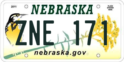 NE license plate ZNE171