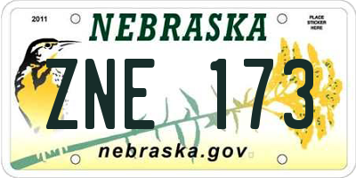 NE license plate ZNE173
