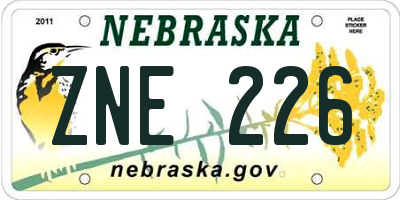 NE license plate ZNE226