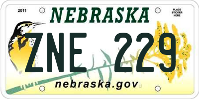 NE license plate ZNE229