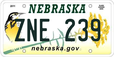 NE license plate ZNE239