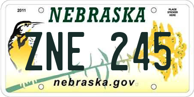 NE license plate ZNE245