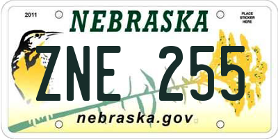 NE license plate ZNE255