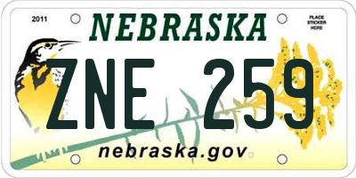 NE license plate ZNE259