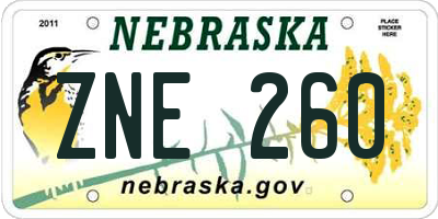 NE license plate ZNE260
