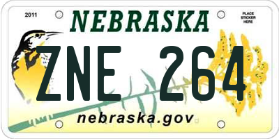 NE license plate ZNE264