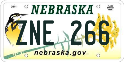 NE license plate ZNE266
