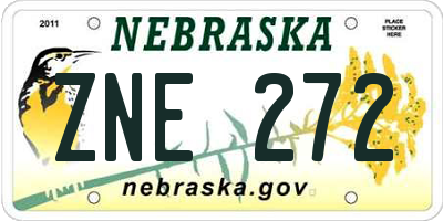NE license plate ZNE272