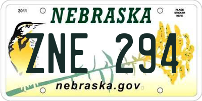 NE license plate ZNE294