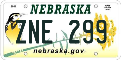 NE license plate ZNE299