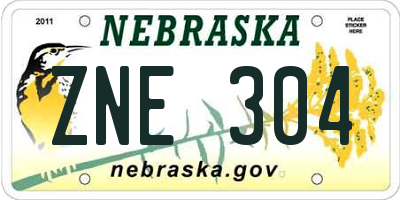 NE license plate ZNE304
