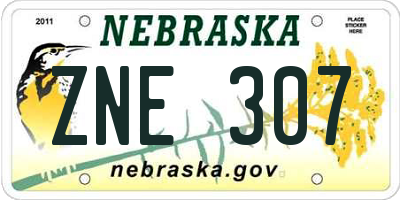 NE license plate ZNE307