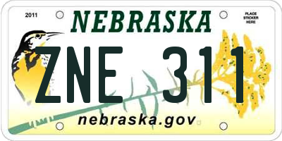 NE license plate ZNE311
