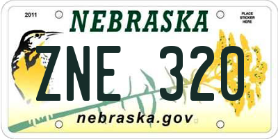 NE license plate ZNE320