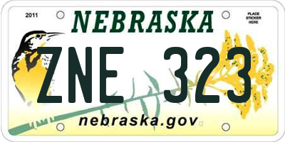 NE license plate ZNE323