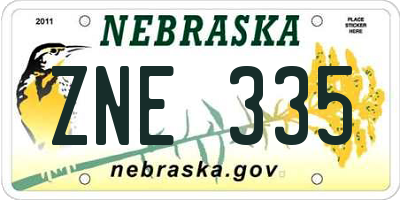 NE license plate ZNE335