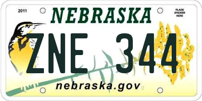 NE license plate ZNE344