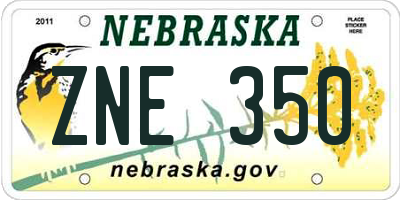 NE license plate ZNE350