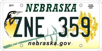 NE license plate ZNE359