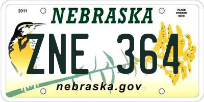 NE license plate ZNE364