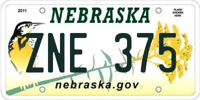 NE license plate ZNE375