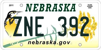 NE license plate ZNE392