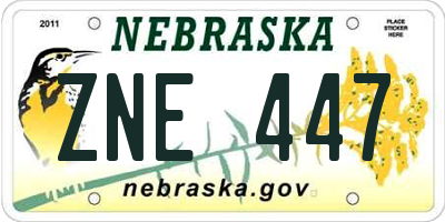 NE license plate ZNE447
