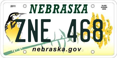 NE license plate ZNE468