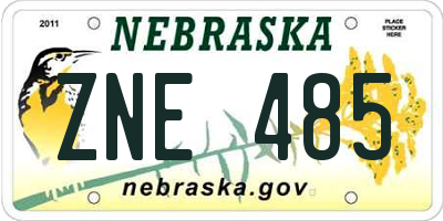 NE license plate ZNE485