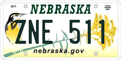 NE license plate ZNE511